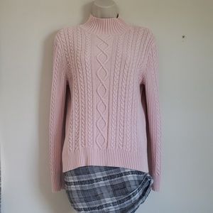 Chaps mock neck cable- knit sweater